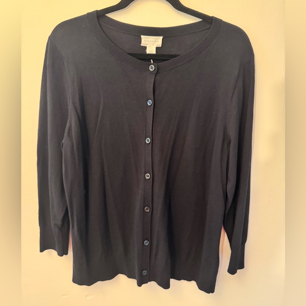Caslon (NEW WITH TAGS Nordstrom brand) Black 3/4 Sleeve Button Down Cardigan